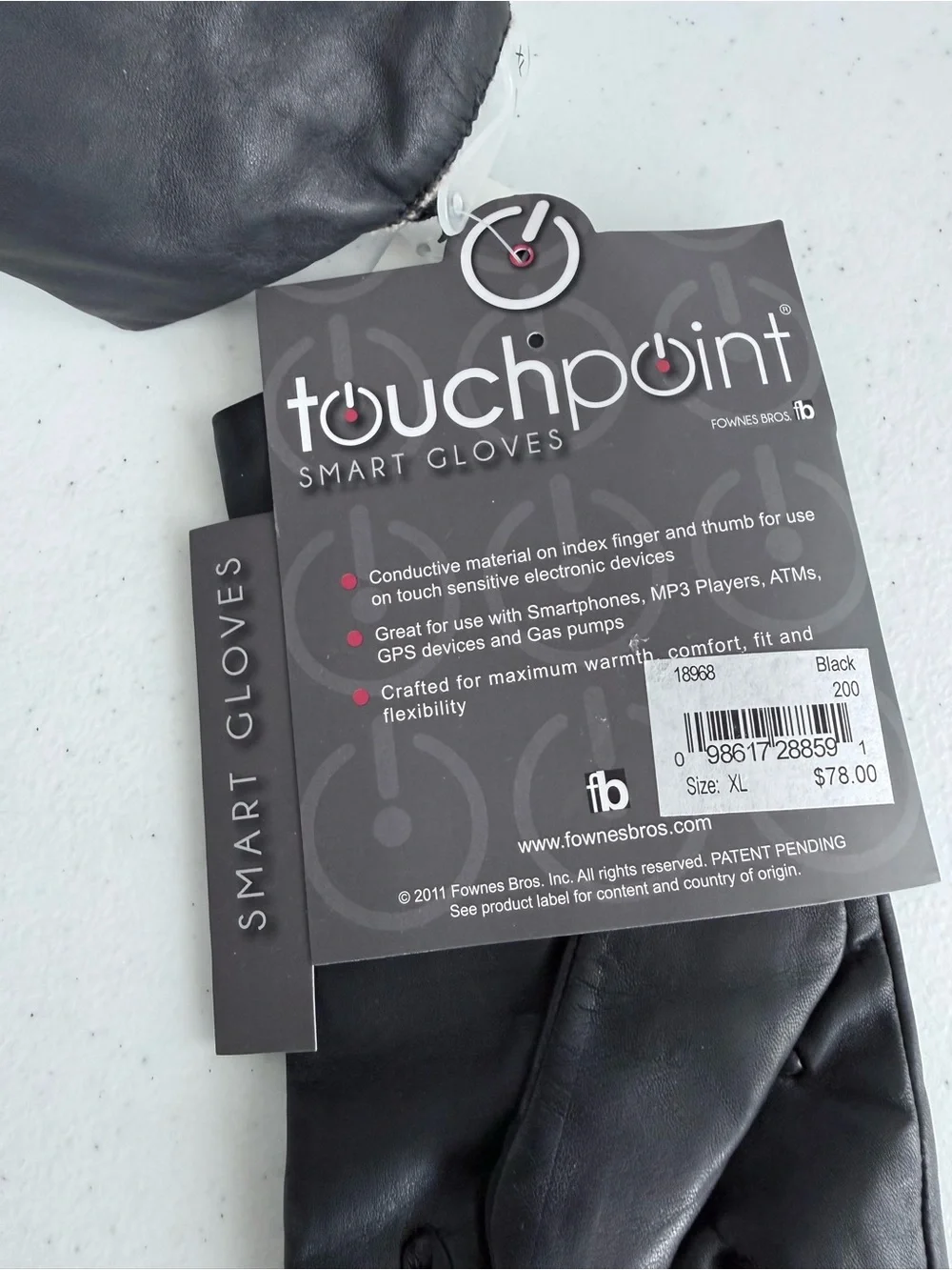 NWT Fownes TouchPoint Black Leather Cashmere Touchscreen Gloves XL Nordstrom